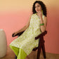 InWeave Green White Rubber R Neck Kurta Set - Swadesiicart
