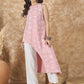 InWeave Pastel Peach Side Asymmetric Kurta Set - Swadesiicart