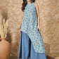 InWeave Mint Blue Side Asymmetric Kurta Set - Swadesiicart