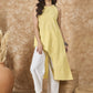InWeave Light Yellow Side Asymmetric Kurta Set - Swadesiicart