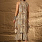 InWeave Beige Paisley Flower R Neck Kurta Set - Swadesiicart