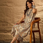 InWeave Beige Paisley Flower R Neck Kurta Set - Swadesiicart