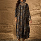 InWeave Black Golden Beige V-Flared Kurta Set - Swadesiicart