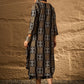 InWeave Black Golden Beige V-Flared Kurta Set - Swadesiicart