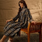 InWeave Black Golden Beige V-Flared Kurta Set - Swadesiicart