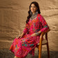 InWeave Fuchsia Orange V-Flared Kurta Set - Swadesiicart