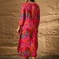 InWeave Fuchsia Orange V-Flared Kurta Set - Swadesiicart