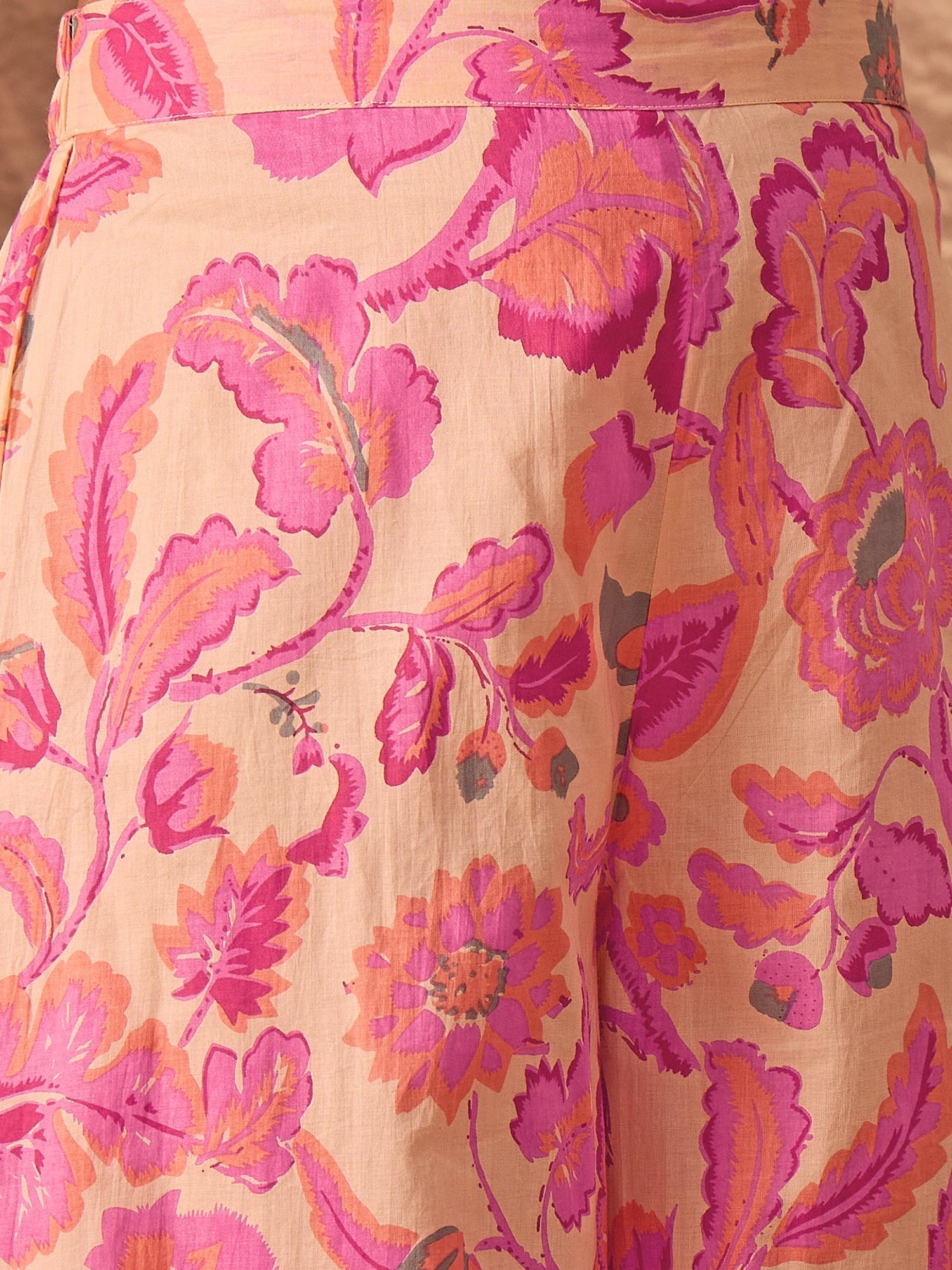 InWeave Light Peach Big V-Flared Kurta Set - Swadesiicart
