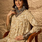 InWeave Off White Swirl V-Flared Kurta Set - Swadesiicart