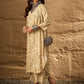InWeave Off White Swirl V-Flared Kurta Set - Swadesiicart