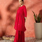 InWeave Red Chikankari Anarkali Kurta Sharara Set - Swadesiicart