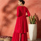 InWeave Red Chikankari Anarkali Kurta Sharara Set - Swadesiicart