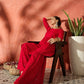 InWeave Red Chikankari Anarkali Kurta Sharara Set - Swadesiicart