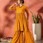 InWeave Mustard Chikankari Anarkali Kurta Sharara Set - Swadesiicart