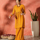 InWeave Mustard Chikankari Anarkali Kurta Sharara Set - Swadesiicart