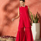 InWeave Red Chikankari Short Kurta Set - Swadesiicart