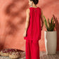InWeave Red Chikankari Short Kurta Set - Swadesiicart