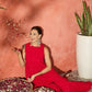 InWeave Red Chikankari Short Kurta Set - Swadesiicart