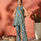 InWeave Teal Leaf Zig Zag Foil W/S Kurta Pant Set - Swadesiicart