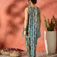 InWeave Teal Leaf Zig Zag Foil W/S Kurta Pant Set - Swadesiicart