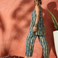 InWeave Teal Leaf Zig Zag Foil W/S Kurta Pant Set - Swadesiicart