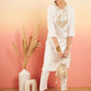 InWeave Women's Cream Sequance Patch Work Kurta Set - Swadesiicart