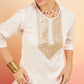 InWeave Women's Cream Sequance Patch Work Kurta Set - Swadesiicart