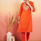 InWeave Women's Orange Sequance Patch Work Kurta Set - Swadesiicart