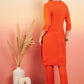 InWeave Women's Orange Sequance Patch Work Kurta Set - Swadesiicart