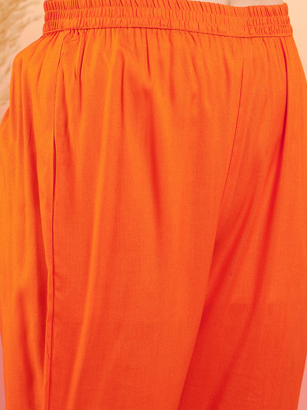 InWeave Women's Orange Sequance Patch Work Kurta Set - Swadesiicart