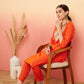 InWeave Women's Orange Sequance Patch Work Kurta Set - Swadesiicart