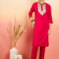 InWeave Women's Fuschia Sequance Patch Work Kurta Set - Swadesiicart