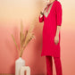 InWeave Women's Fuschia Sequance Patch Work Kurta Set - Swadesiicart