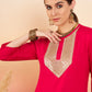 InWeave Women's Fuschia Sequance Patch Work Kurta Set - Swadesiicart