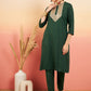InWeave Women's Dark Green Sequance Patch Work Kurta Set - Swadesiicart