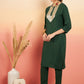 InWeave Women's Dark Green Sequance Patch Work Kurta Set - Swadesiicart
