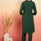 InWeave Women's Dark Green Sequance Patch Work Kurta Set - Swadesiicart