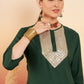 InWeave Women's Dark Green Sequance Patch Work Kurta Set - Swadesiicart