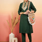 InWeave Women's Dark Green Sequance Patch Work Kurta Set - Swadesiicart