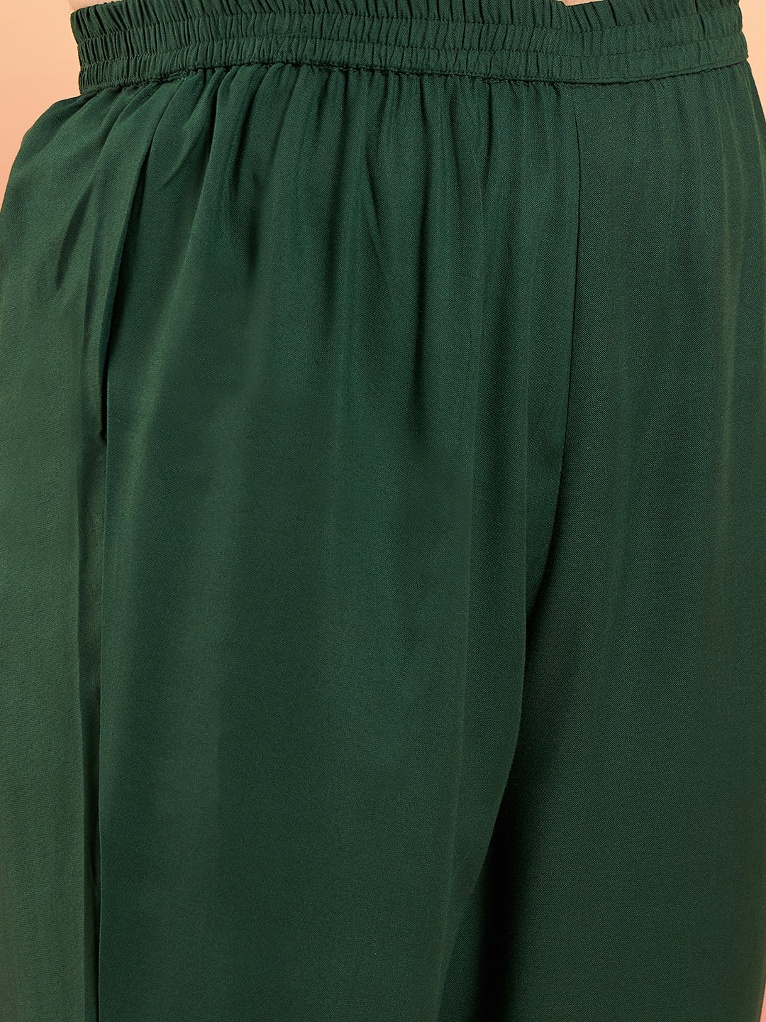 InWeave Women's Dark Green Sequance Patch Work Kurta Set - Swadesiicart