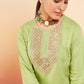 InWeave Women's Pear Green Sequance Patch Work Kurta Set - Swadesiicart