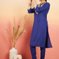 InWeave Women's Ink Blue Sequance Patch Work Kurta Set - Swadesiicart