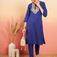 InWeave Women's Ink Blue Sequance Patch Work Kurta Set - Swadesiicart