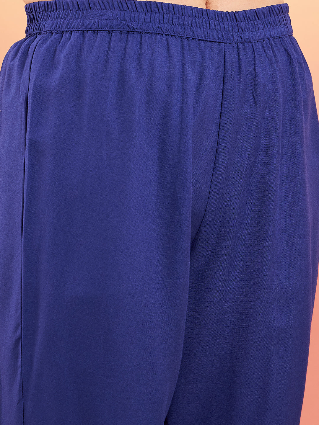 InWeave Women's Ink Blue Sequance Patch Work Kurta Set - Swadesiicart