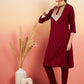 InWeave Women's Maroon Sequance Patch Work Kurta Set - Swadesiicart
