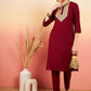 InWeave Women's Maroon Sequance Patch Work Kurta Set - Swadesiicart