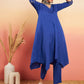 InWeave Women's Ink Blue V Neck Gota Sleeve A Line Kurta Set - Swadesiicart