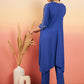 InWeave Women's Ink Blue V Neck Gota Sleeve A Line Kurta Set - Swadesiicart