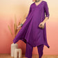 InWeave Women's Violet V Neck Gota Sleeve A Line Kurta Set - Swadesiicart