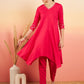 InWeave Women's Fuschia V Neck Gota Sleeve A Line Kurta Set - Swadesiicart